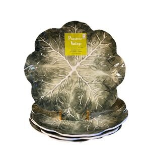 (4) Primrose Vintage Green Cabbage Melamine Spring Easter 11" Size Plates  New